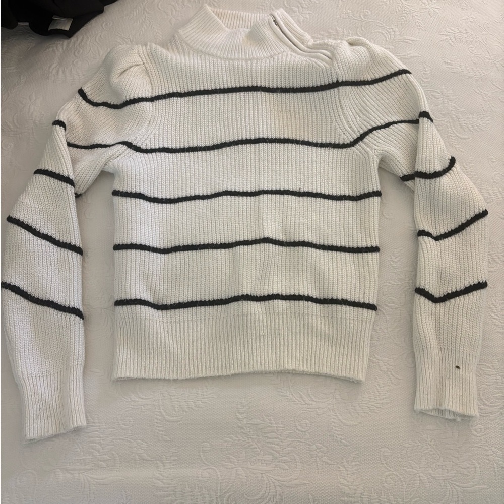 White House Black Market Cowl Neck Sweater in White and Black